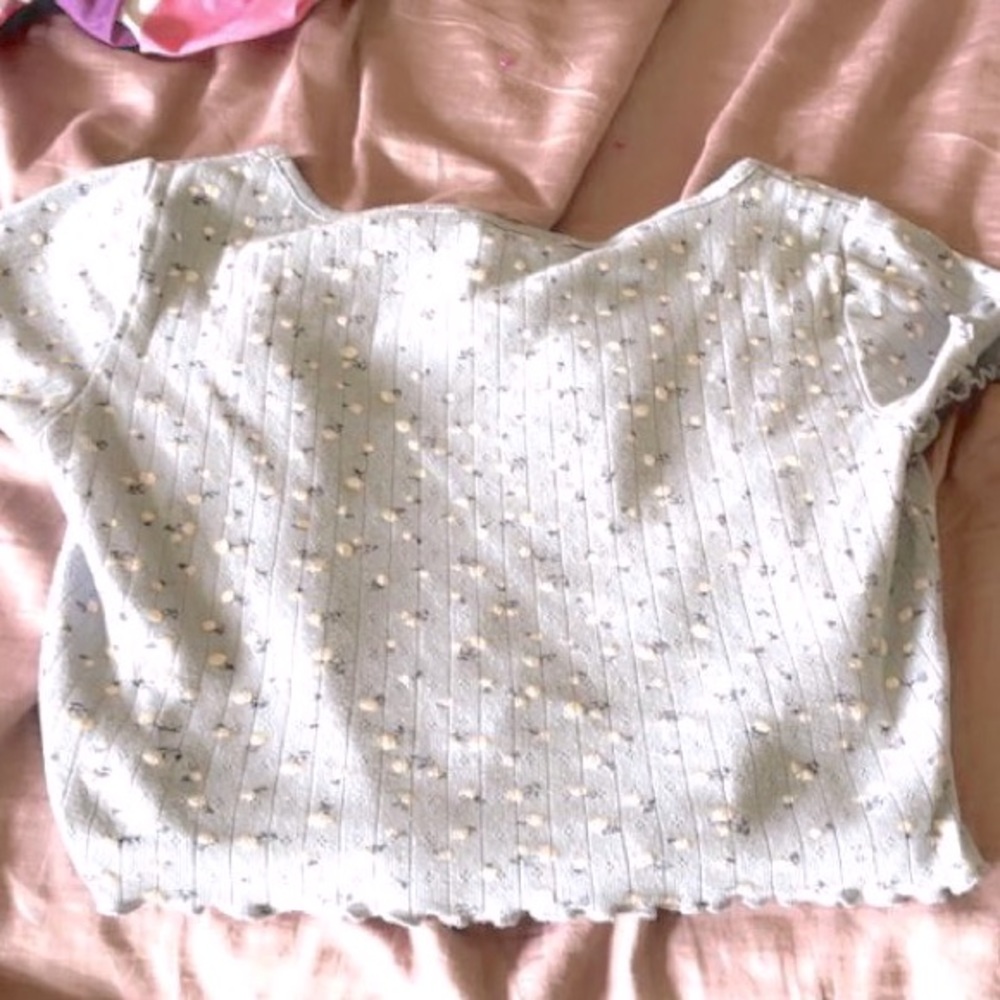 Blue Flower Patterned Crop-top | SIZE: L